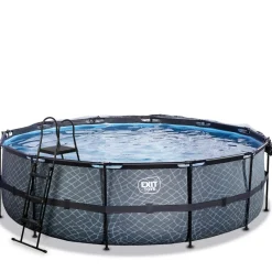 Exit - Piscina Stone gris diámetro 488 x 122 cm con filtro de arena y cúpula*Exit Toys Hot