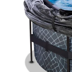 Exit - Piscina Stone gris diámetro 488 x 122 cm con filtro de arena y cúpula*Exit Toys Hot