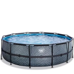 Exit - Piscina Stone gris diámetro 450 x 122 cm con filtro de arena*Exit Toys Hot