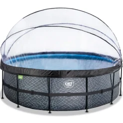 Online Exit - Piscina Stone gris diámetro 450 x 122 cm con filtro de arena y cúpula Piscinas|Juguetes De Verano