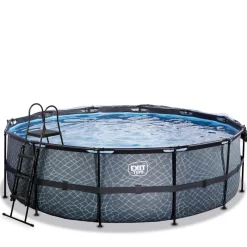 Online Exit - Piscina Stone gris diámetro 450 x 122 cm con filtro de arena y cúpula Piscinas|Juguetes De Verano
