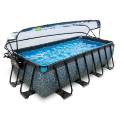 Sale Exit - Piscina Stone gris 400 x 200 x 100 cm con filtro de arena y cúpula Piscinas|Juguetes De Verano