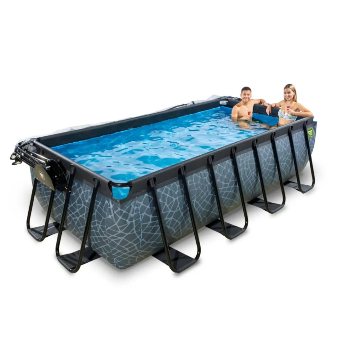 Sale Exit - Piscina Stone gris 400 x 200 x 100 cm con filtro de arena y cúpula Piscinas|Juguetes De Verano