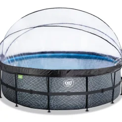 New Exit - Piscina Stone gris diámetro 488 x 122 cm con filtro de arena, cúpula y bomba de calor Piscinas|Juguetes De Verano