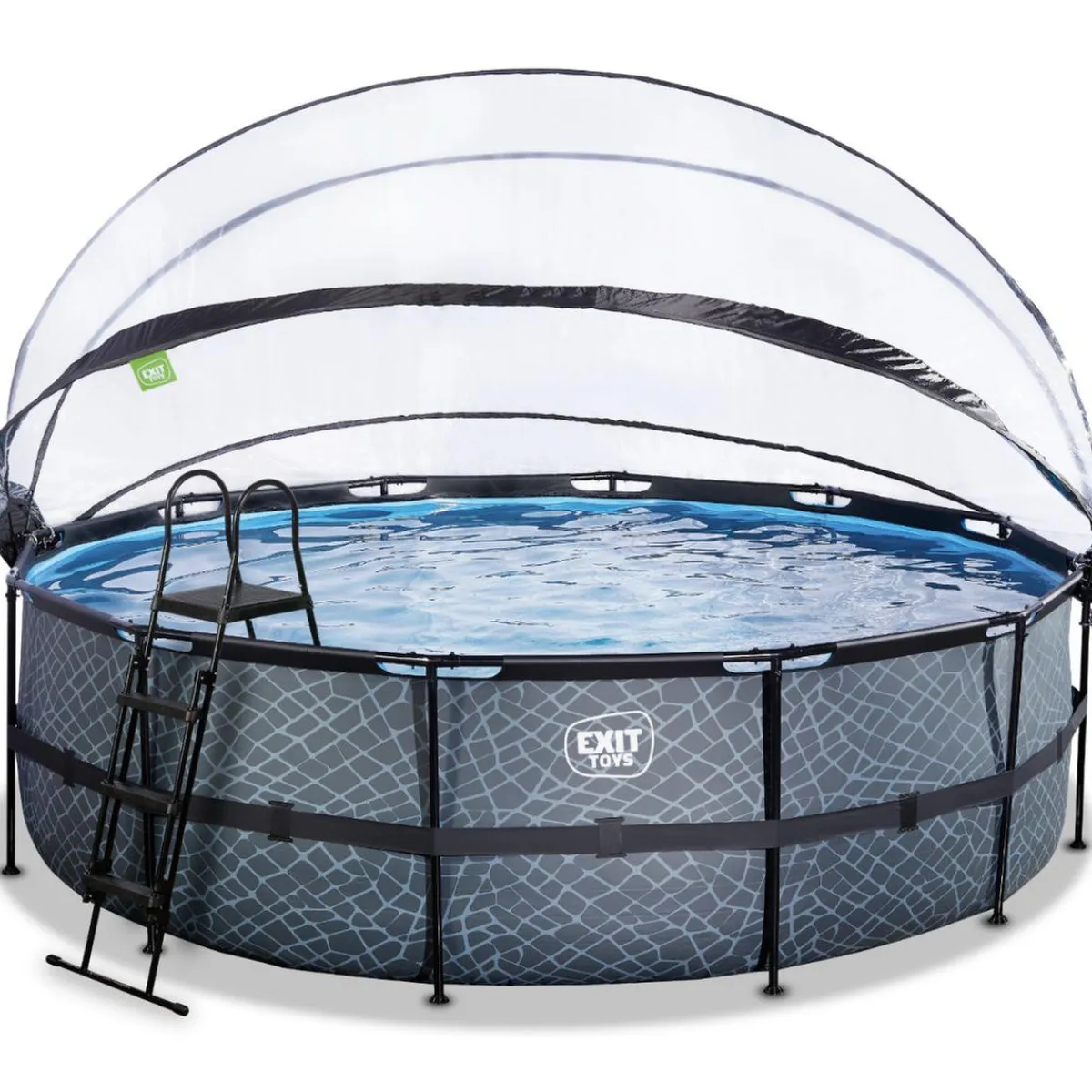 New Exit - Piscina Stone gris diámetro 488 x 122 cm con filtro de arena, cúpula y bomba de calor Piscinas|Juguetes De Verano