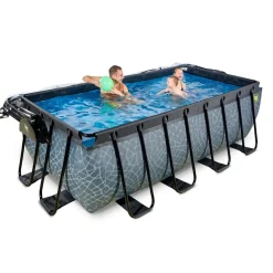 Exit - Piscina Stone gris 400 x 200 x 122 cm con filtro de arena y cúpula*Exit Toys