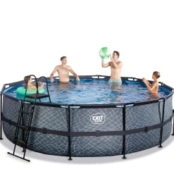 Exit - Piscina Stone gris diámetro 488 x 122 cm con filtro de cartucho*Exit Toys