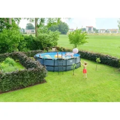 Exit - Piscina Stone gris diámetro 488 x 122 cm con filtro de cartucho*Exit Toys