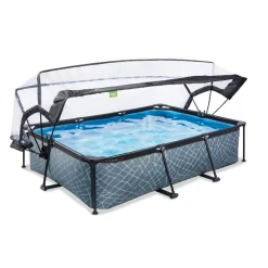 Hot EXIT - Piscina Stone rectangular gris con cúpula y bomba de filtro 300 x 200 x 65 cm Piscinas|Juguetes De Verano