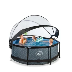 Discount EXIT - Piscina Stone redonda 244 cm con cúpula y bomba de filtro Piscinas|Juguetes De Verano