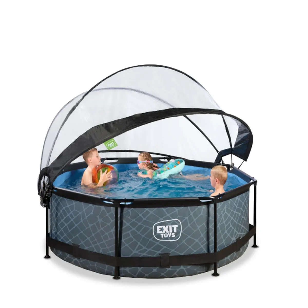 Discount EXIT - Piscina Stone redonda 244 cm con cúpula y bomba de filtro Piscinas|Juguetes De Verano