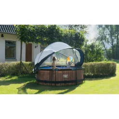 Discount EXIT - Piscina Stone redonda 244 cm con cúpula y bomba de filtro Piscinas|Juguetes De Verano