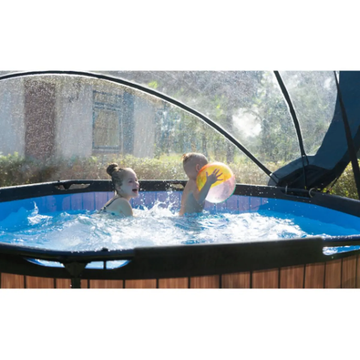 Discount EXIT - Piscina Stone redonda 244 cm con cúpula y bomba de filtro Piscinas|Juguetes De Verano