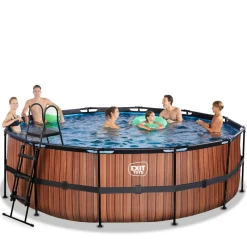 Hot Exit - Piscina Wood efecto madera diámetro 450 x 122 cm con filtro de arena Piscinas|Juguetes De Verano