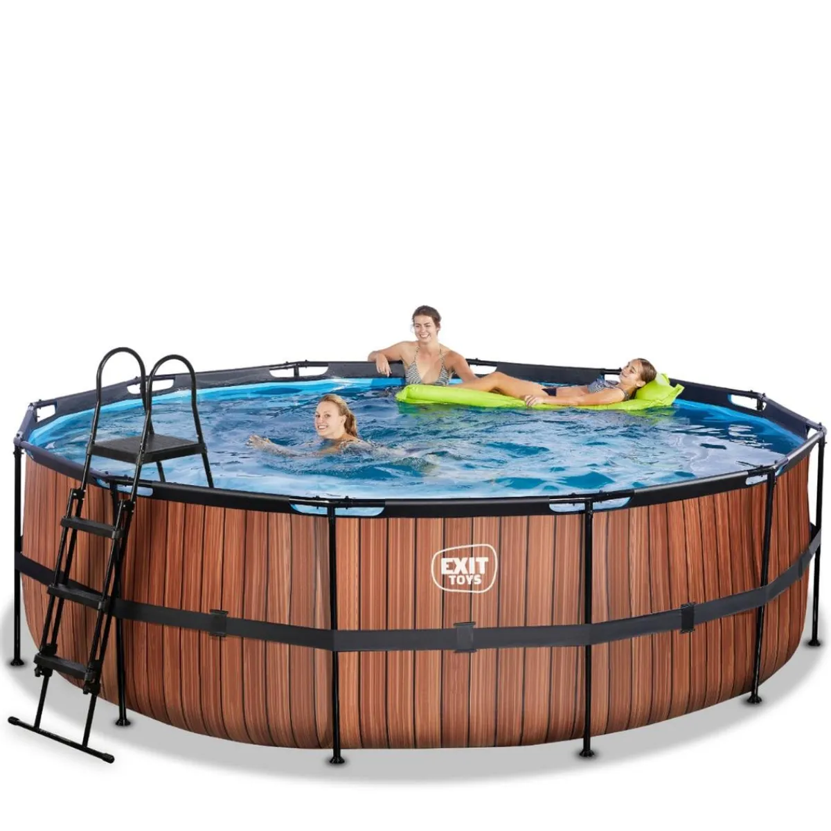 Hot Exit - Piscina Wood efecto madera diámetro 450 x 122 cm con filtro de arena Piscinas|Juguetes De Verano