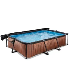 Exit - Piscina Wood efecto madera 300 x 200 x 65 cm con filtro y toldo negro*Exit Toys