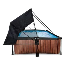 Exit - Piscina Wood efecto madera 300 x 200 x 65 cm con filtro y toldo negro*Exit Toys