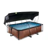 Online Exit - Piscina Wood efecto madera 220 x 150 x 65 cm con filtro y toldo negro Piscinas|Juguetes De Verano