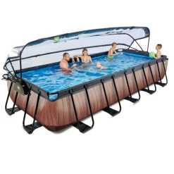 Online Exit - Piscina Wood efecto madera 540 x 250 x 100 cm con filtro de arena y cúpula Piscinas|Juguetes De Verano