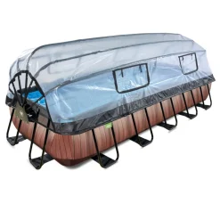 Exit - Piscina Wood efecto madera 540 x 250 x 100 cm con filtro de arena, cúpula y bomba de calor*Exit Toys Outlet