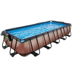 Exit - Piscina Wood efecto madera 540 x 250 x 100 cm con filtro de arena, cúpula y bomba de calor*Exit Toys Outlet
