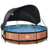 Exit - Piscina Wood efecto madera diámetro 360 x 76 cm con filtro y toldo negro*Exit Toys Online
