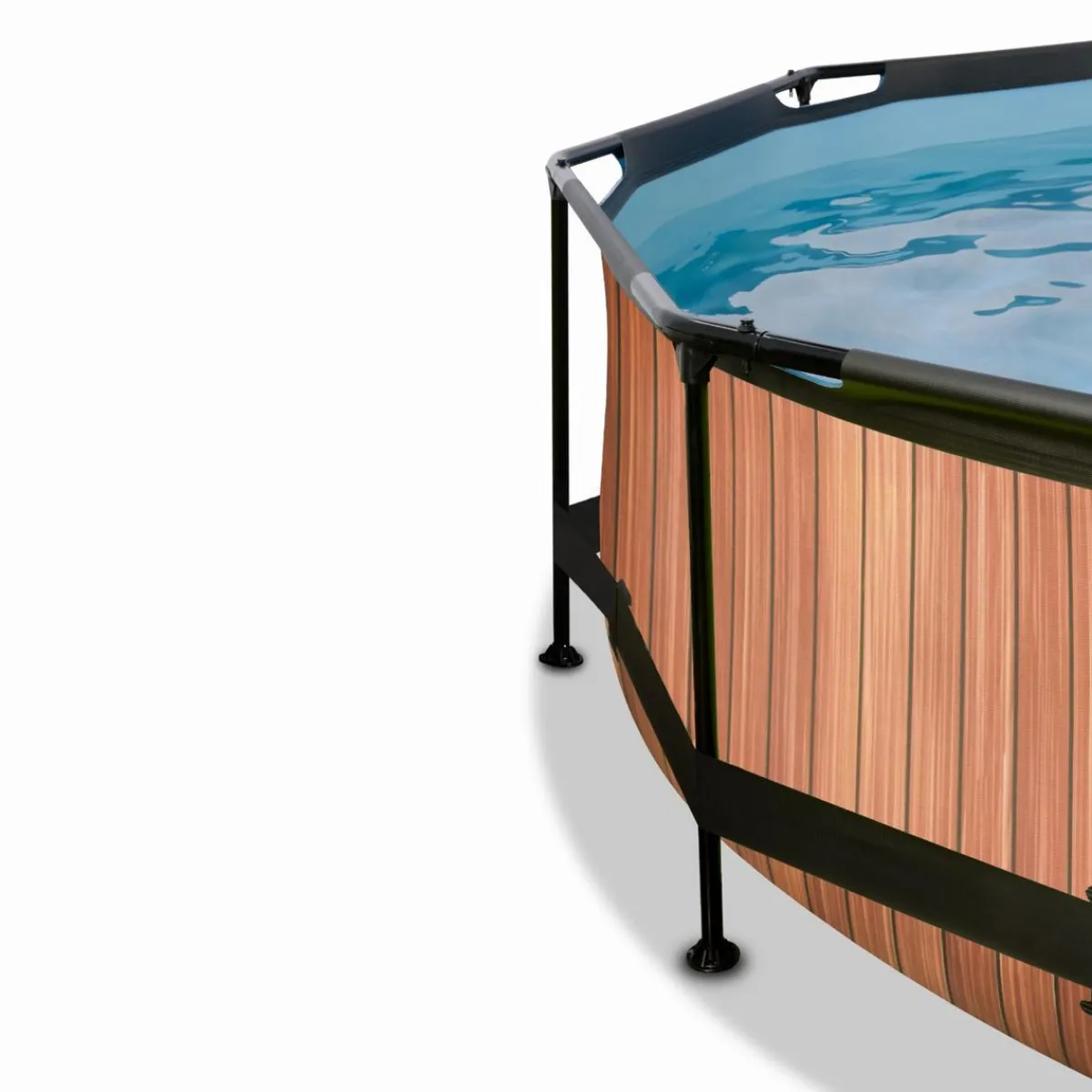 Exit - Piscina Wood efecto madera diámetro 360 x 76 cm con filtro y toldo negro*Exit Toys Online