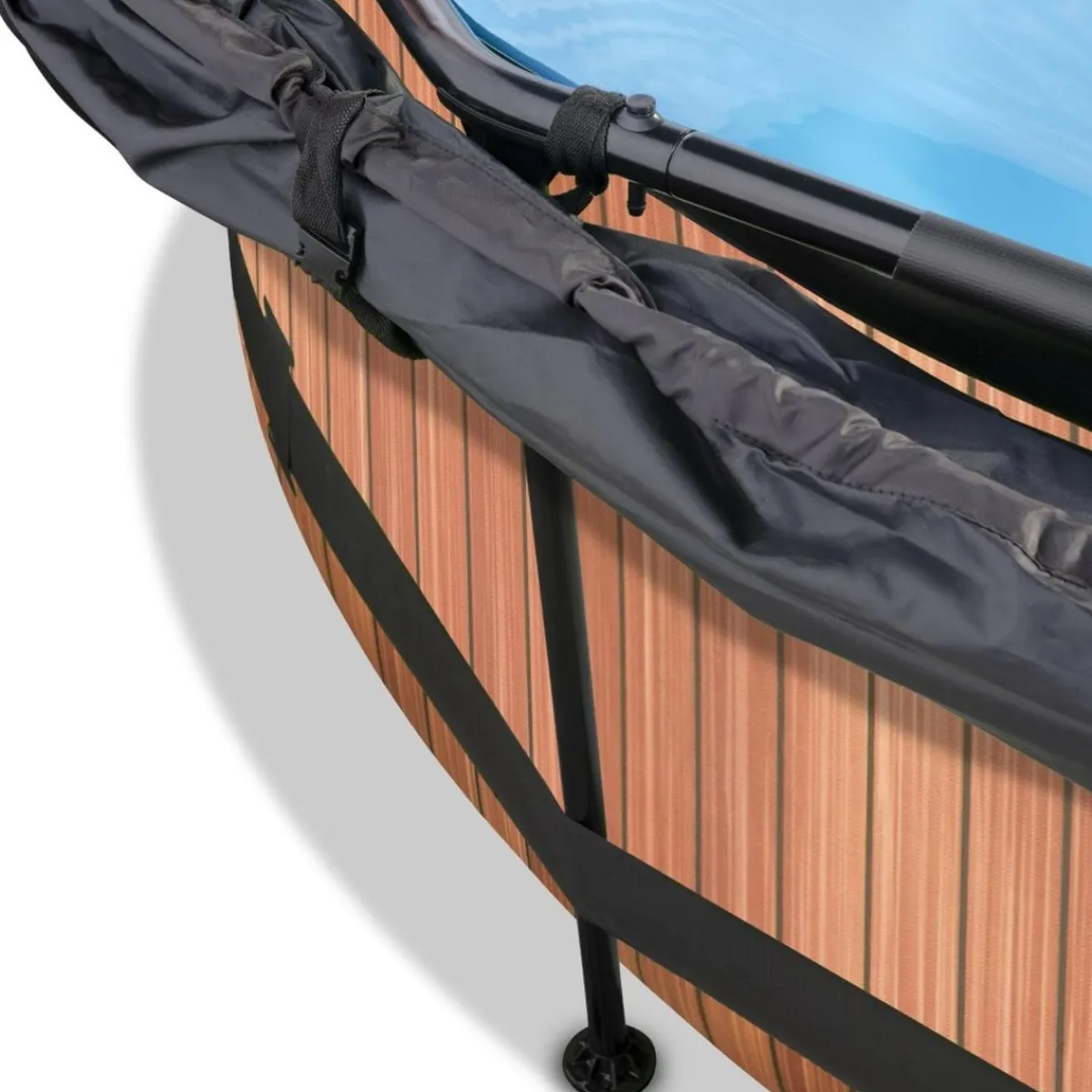 Exit - Piscina Wood efecto madera diámetro 360 x 76 cm con filtro y toldo negro*Exit Toys Online