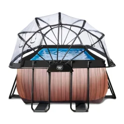 Exit - Piscina Wood efecto madera 400 x 200 x 122 cm con filtro de arena y cúpula*Exit Toys Outlet