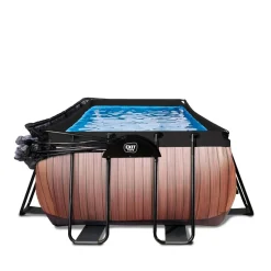 Exit - Piscina Wood efecto madera 400 x 200 x 122 cm con filtro de arena y cúpula*Exit Toys Outlet