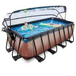 Exit - Piscina Wood efecto madera 400 x 200 x 122 cm con filtro de arena y cúpula*Exit Toys Outlet