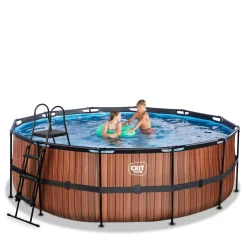 Exit - Piscina Wood efecto madera diámetro 427 x 122 cm con filtro de arena*Exit Toys Discount