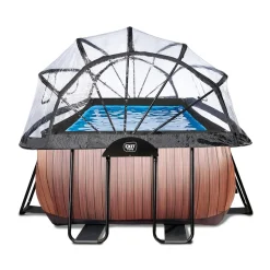 New Exit - Piscina Wood efecto madera 540 x 250 x 122 cm con filtro de arena y cúpula Piscinas|Juguetes De Verano