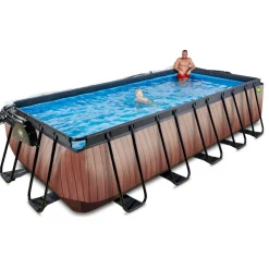 New Exit - Piscina Wood efecto madera 540 x 250 x 122 cm con filtro de arena y cúpula Piscinas|Juguetes De Verano