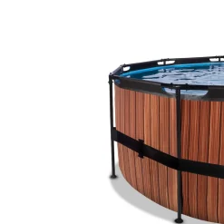 Exit - Piscina Wood efecto madera diámetro 450 x 122 cm con filtro de arena, cúpula y bomba de calor*Exit Toys Online