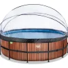 Sale Exit - Piscina Wood efecto madera diámetro 488 x 122 cm con filtro de arena, cúpula y bomba de calor Piscinas|Juguetes De Verano
