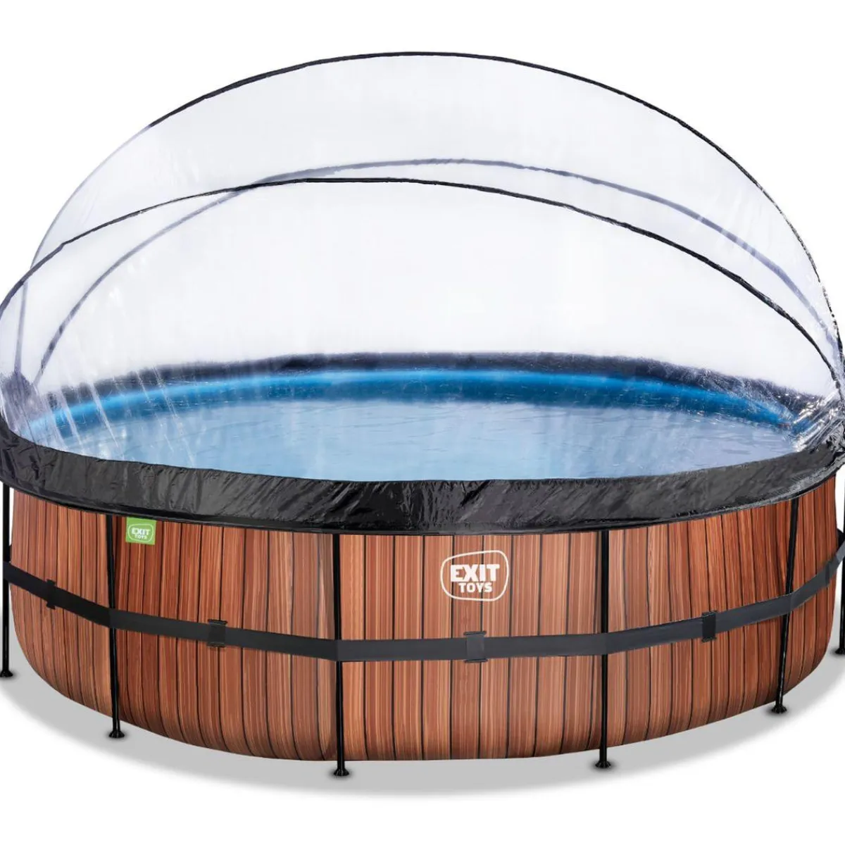 Sale Exit - Piscina Wood efecto madera diámetro 488 x 122 cm con filtro de arena, cúpula y bomba de calor Piscinas|Juguetes De Verano