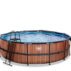 Sale Exit - Piscina Wood efecto madera diámetro 488 x 122 cm con filtro de arena, cúpula y bomba de calor Piscinas|Juguetes De Verano