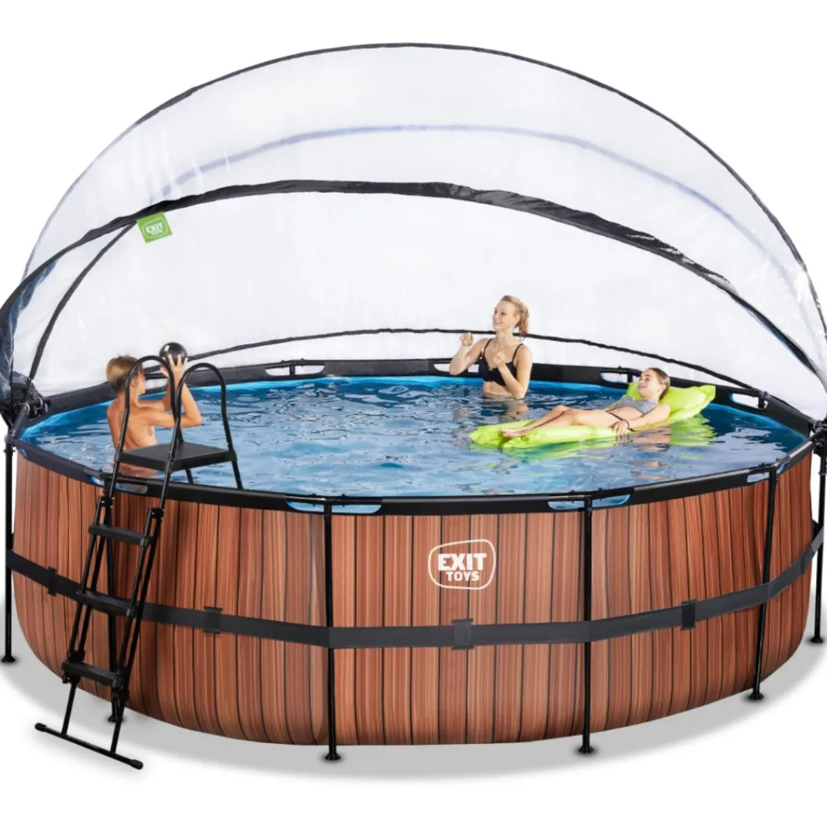 Sale Exit - Piscina Wood efecto madera diámetro 488 x 122 cm con filtro de arena, cúpula y bomba de calor Piscinas|Juguetes De Verano