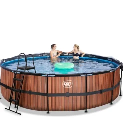 Sale Exit - Piscina Wood efecto madera diámetro 488 x 122 cm con filtro de arena, cúpula y bomba de calor Piscinas|Juguetes De Verano