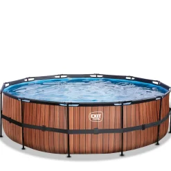 Exit - Piscina Wood efecto madera diámetro 488 x 122 cm con filtro de arena*Exit Toys Discount