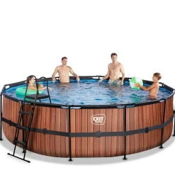 Exit - Piscina Wood efecto madera diámetro 488 x 122 cm con filtro de arena*Exit Toys Discount