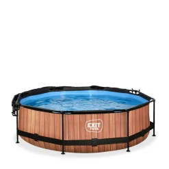 Sale Exit - Piscina Wood efecto madera diámetro 300 x 76 cm con filtro y toldo negro Piscinas|Juguetes De Verano