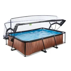 Sale EXIT - Piscina Wood rectangular con cúpula y bomba de filtro 300 x 200 x 65 cm Piscinas|Juguetes De Verano