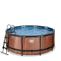 Online EXIT - Piscina Wood redonda 360 cm con cúpula y bomba de filtro Piscinas|Juguetes De Verano