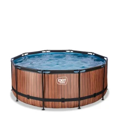 Online EXIT - Piscina Wood redonda 360 cm con cúpula y bomba de filtro Piscinas|Juguetes De Verano