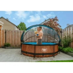 Clearance EXIT - Piscina Wood redonda 300 cm con cúpula y bomba de filtro Piscinas|Juguetes De Verano