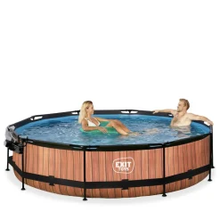 EXIT - Piscina Wood redonda 360 cm con cúpula y bomba de filtro*Exit Toys New