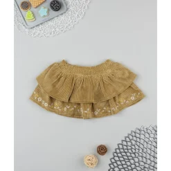 Hot Falda niña en terciopelo marrón con bordados Niña·Bebé Niña 3-36 Meses|Bebé Niña 3-36 Meses·Leggings Y Faldas