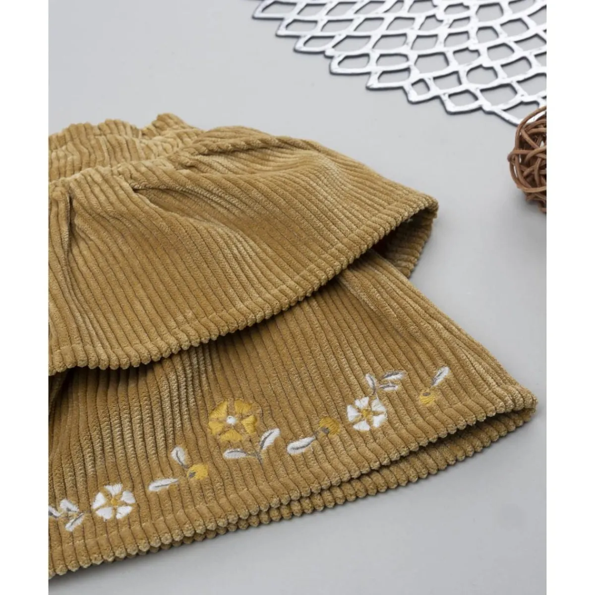 Hot Falda niña en terciopelo marrón con bordados Niña·Bebé Niña 3-36 Meses|Bebé Niña 3-36 Meses·Leggings Y Faldas